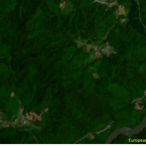 野村町野村ダム付近Sentinel-2画像[撮影：6月13日/カラー：RGBコンポジット]